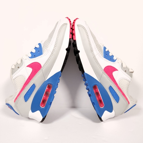 Nike Air Max 90 White/Hot Coral-Blue Crystal Womens Size 7 DA8856 100 Good Con - Picture 7 of 15